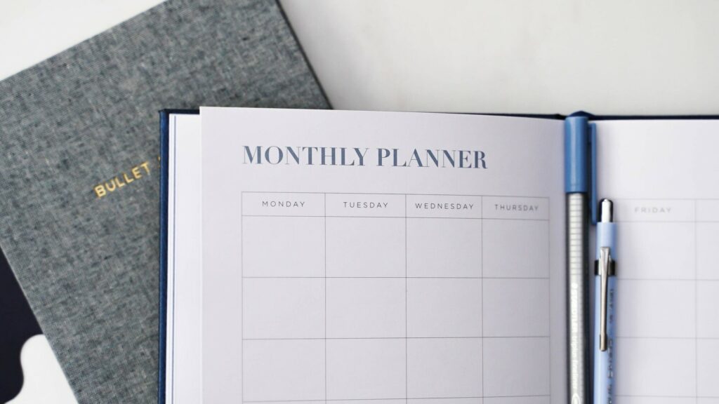 Monthly planner diary